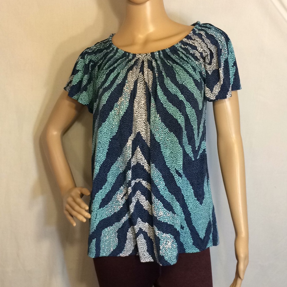 Blue & White Tiger Stripe Blouse by Style & Co